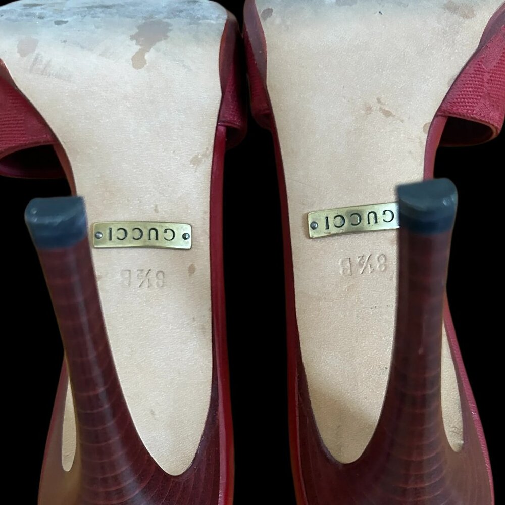 GUCCI RED STILETTO SANDALS SIZE 8 1/2 B - Picture 9 of 16